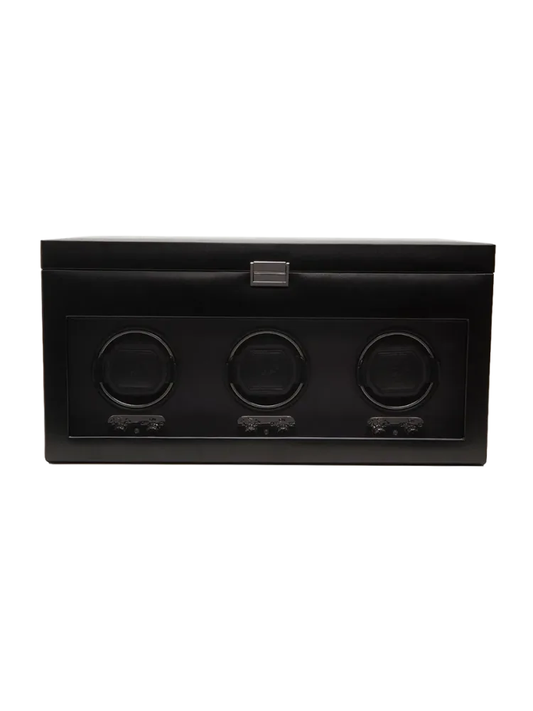 Uhrenbeweger „Heritage Triple Watch Winder“ mit zusätzlichem Stauraum Leder Schwarz WOLF