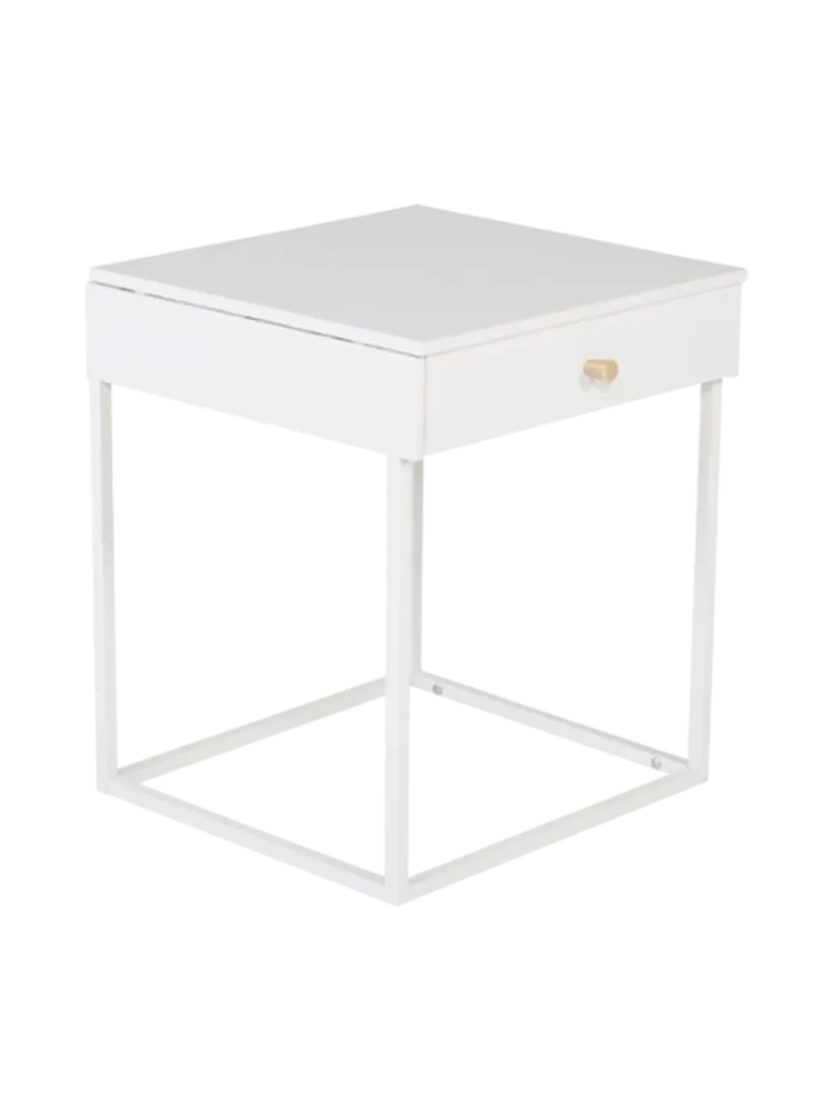 Design Beistell- und Nachttisch „Bakal“ aus Metall Weiss VE DESIGN