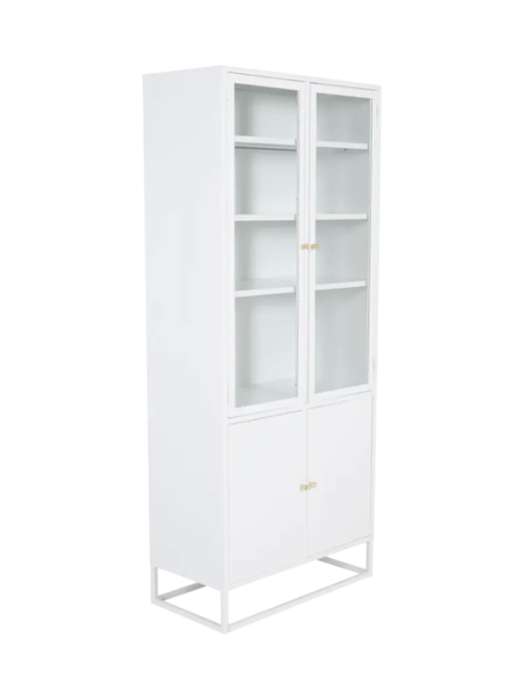 Design Vitrinenschrank „Bakal“ 4-türig, aus Metall Weiss VE DESIGN