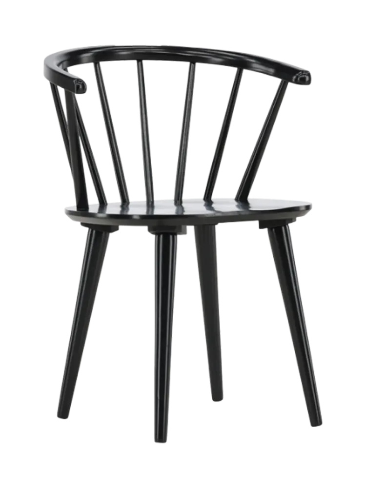 Stuhl 2er-Set Glasyr Schwarz Holz B 55 cm - Material: Gummibaum - Stuhl 2er-Set