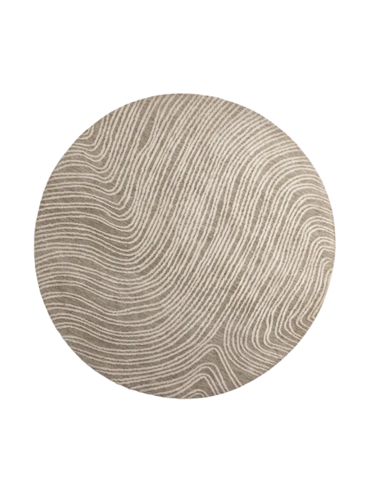 Runder Design Teppich „Melle“ Ø 200 cm Beige VE DESIGN