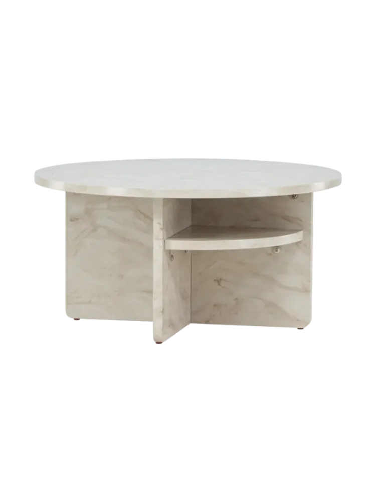 Design Couchtisch „Alesund“ Ø 85 cm Beige marmoriert VE DESIGN