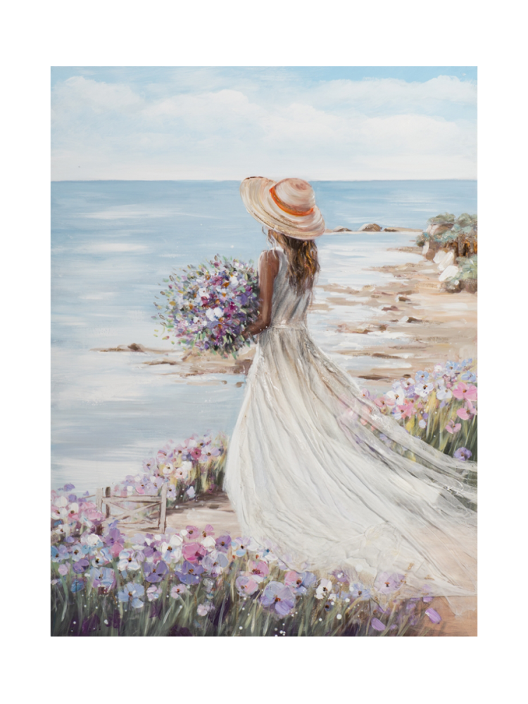 image LAND Bild Frau am Strand im Weissem Kleid 2  | Schubiger Möbel