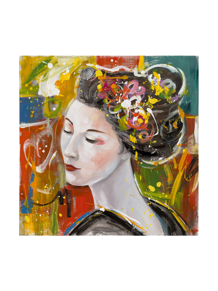 Handbemaltes Bild „Bezaubernde Geisha“ 100 x 100 cm Crea Collection
