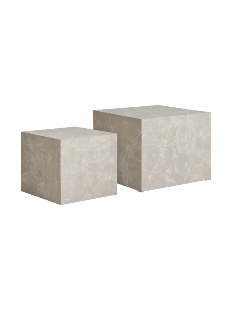 2-teiliges Design Couchtisch-Set „Prag“ Marmorlook Beige Chosen by Bloomingloft