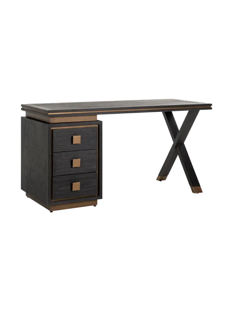 mutoni - Schreibtisch Hunter gold gebürstet 150, One Size, Schwarz