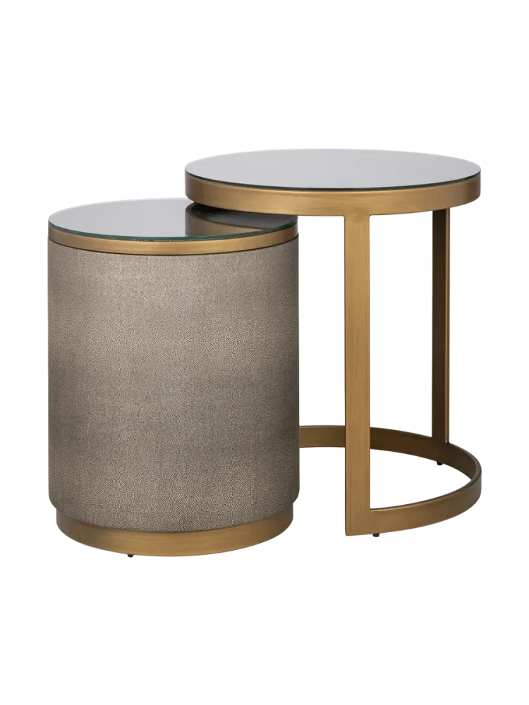 Design Beistelltisch Set „Bloomingville“ 2-teilig Eiche Schwarz, Taupe Richmond Interiors