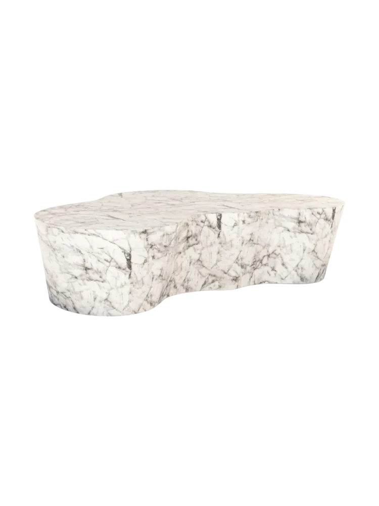 Grosser In-/Outdoor Design Couchtisch „Rockyard“ 127 x 122 cm Weiss, Grau Richmond Interiors