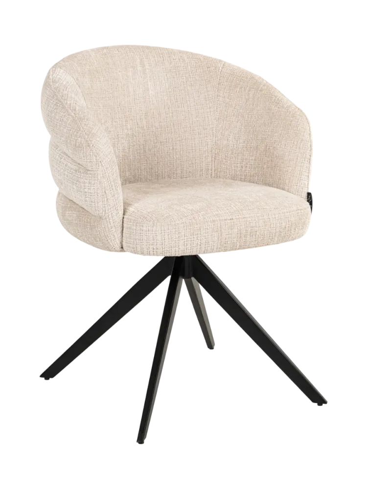 360° drehbarer Design Armlehnstuhl „Serenity“ Beige Chenille Richmond Interiors