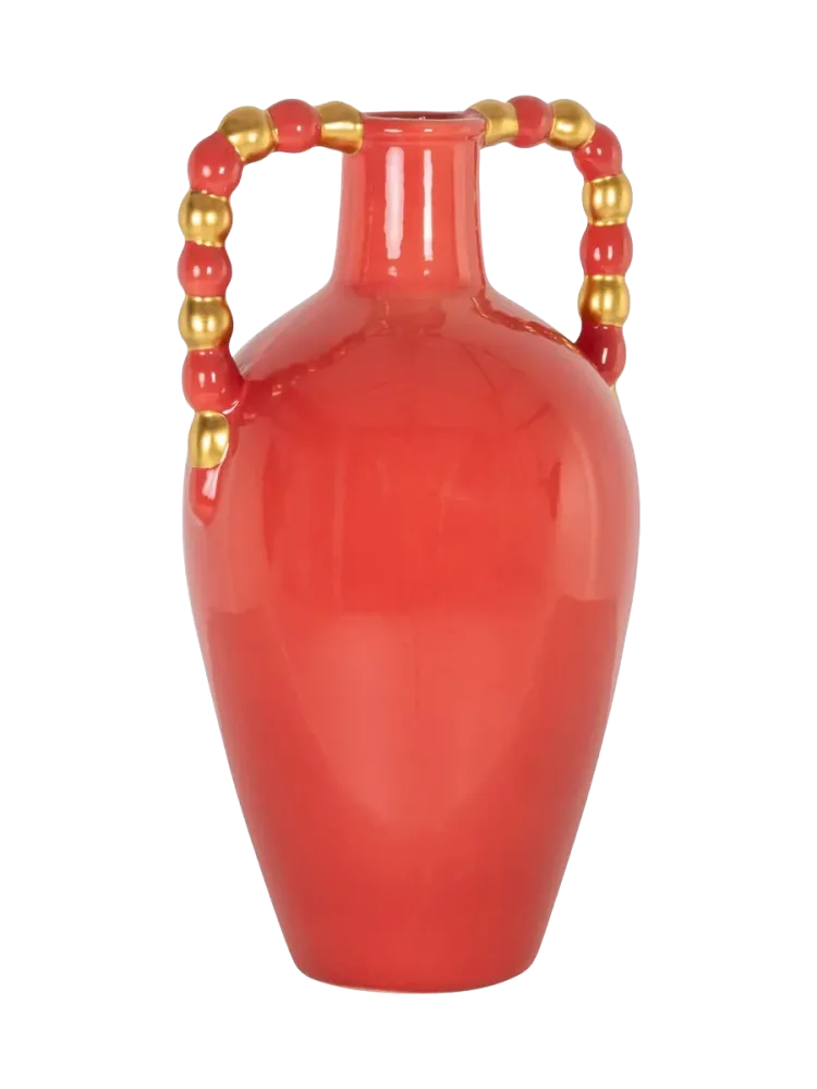 Grosse Design Vase „Davita“ Rot, Gold Large, Ø 27 x Höhe 45 cm Richmond Interiors