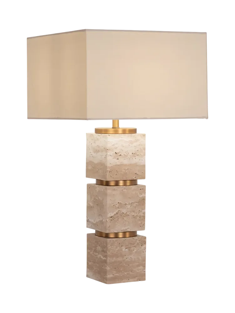 Grosse Marmor Design Tischlampe „Jaella“ Travertin Richmond Interiors