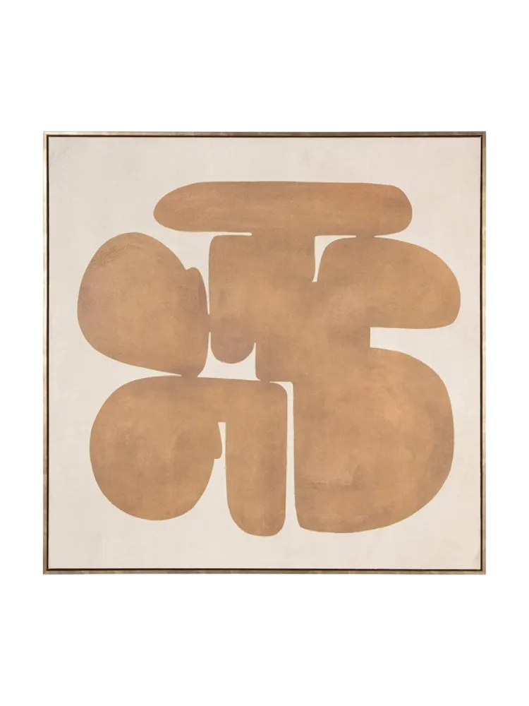 Design Wandbild „Odyssey“ mit Holzrahmen, 100 x 100 cm Gold, Beige Richmond Interiors