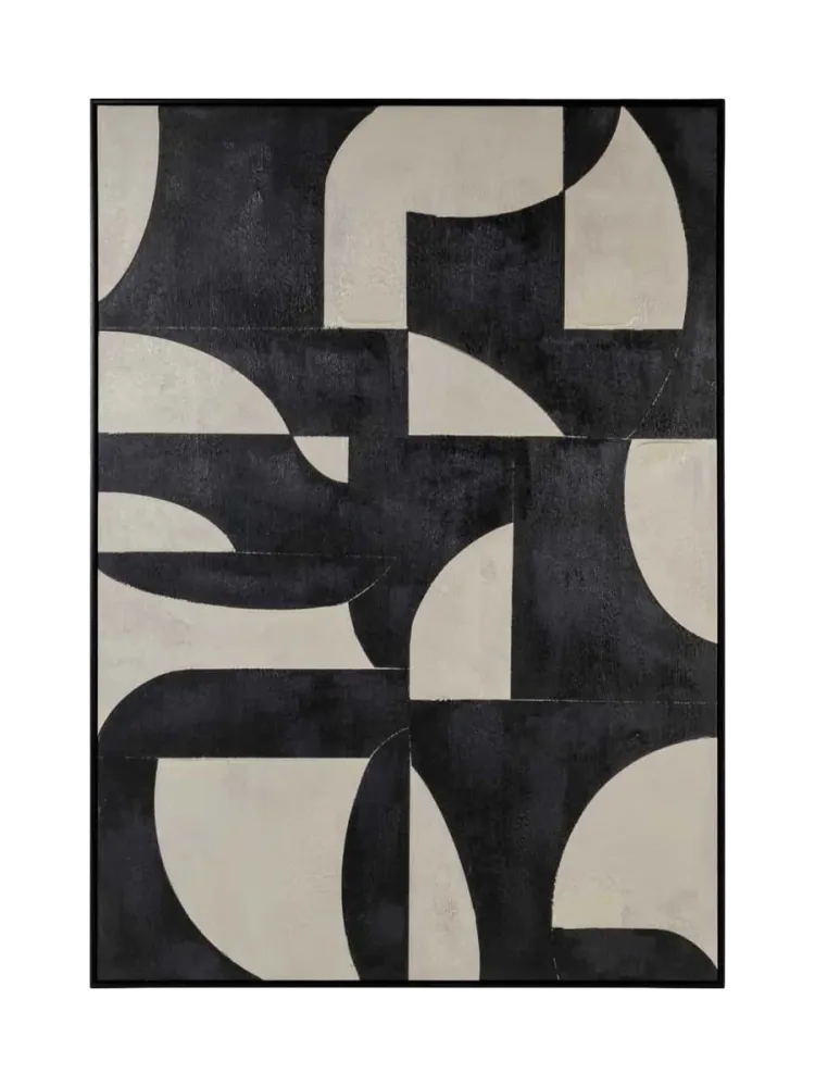 Grosses Design Wandbild „Splendor“ mit Holzrahmen, 140 x 100 cm Schwarz, Weiss Richmond Interiors