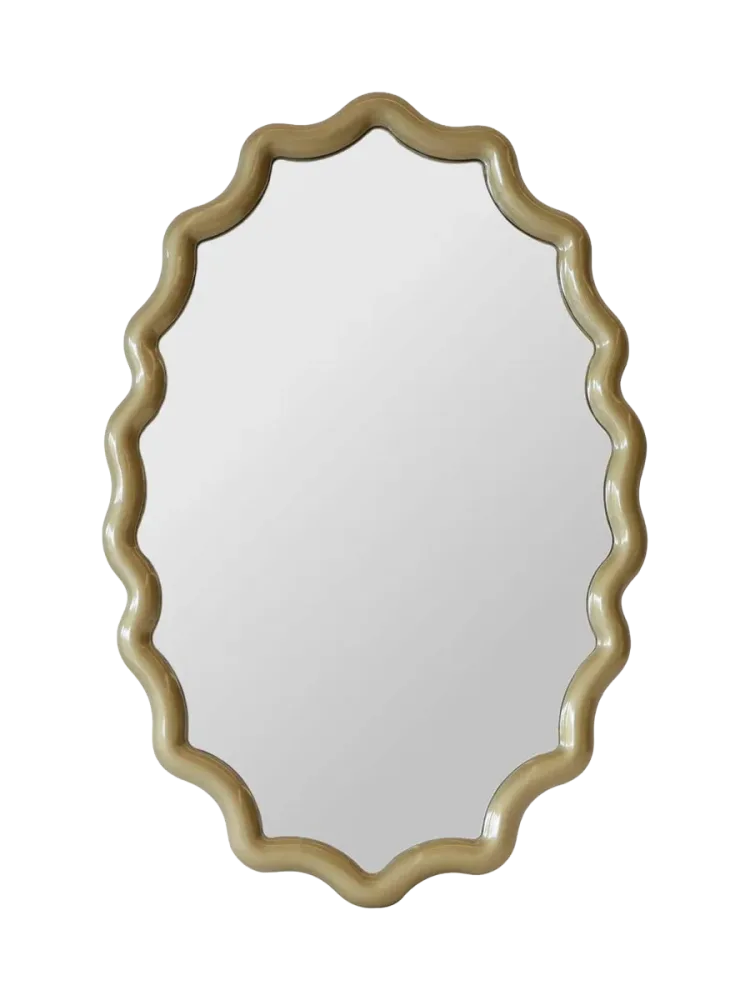 Grosser, ovaler Design Wandspiegel „Morgan“ Gold Richmond Interiors