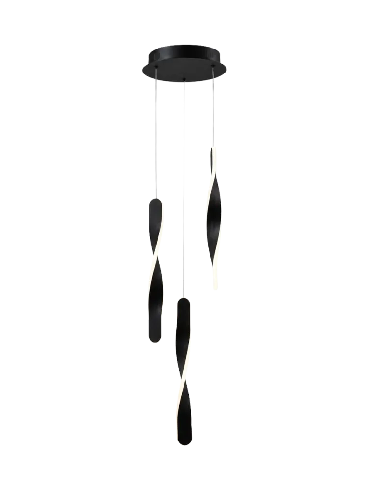 LED Design Pendellampe „Twist“, 3-flammig Schwarz Schuller