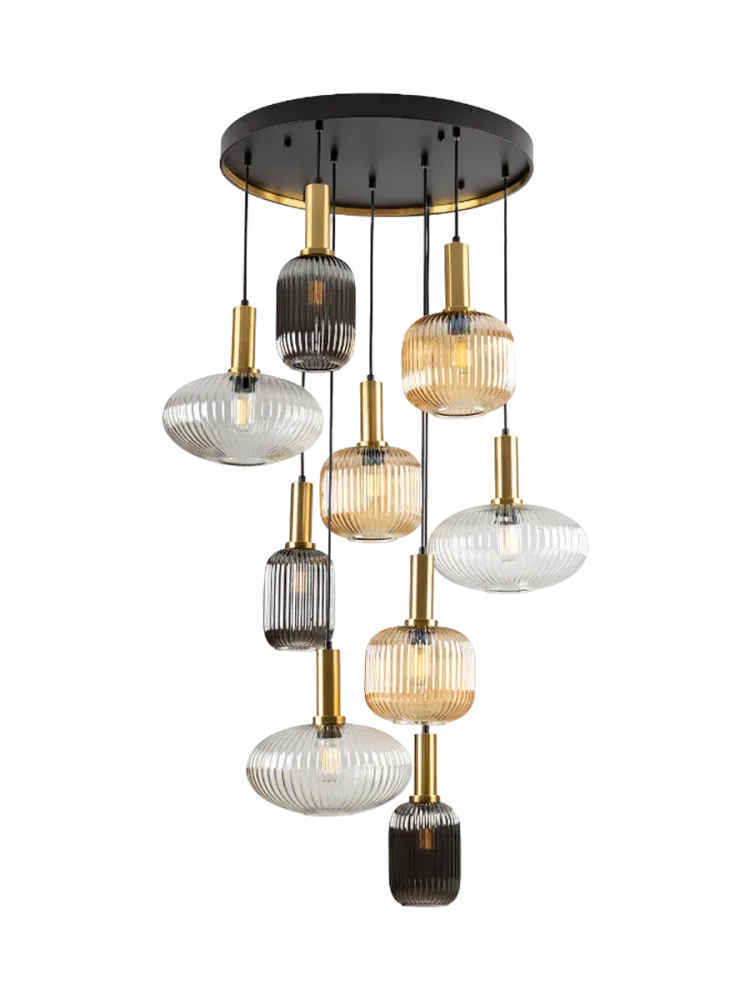 Dimmbare Design Pendellampe „Norma“, 9-flammig Multicolor Schuller