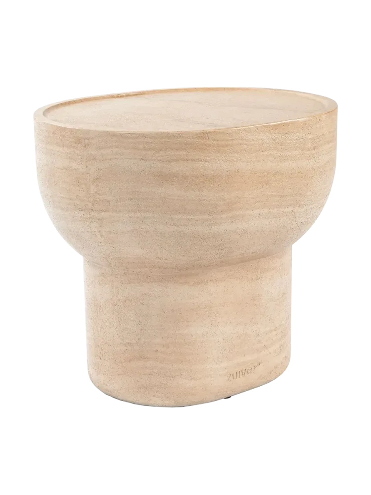 In-/Outdoor Design Beistelltisch „Noble Pill“ aus Zement Beige Zuiver