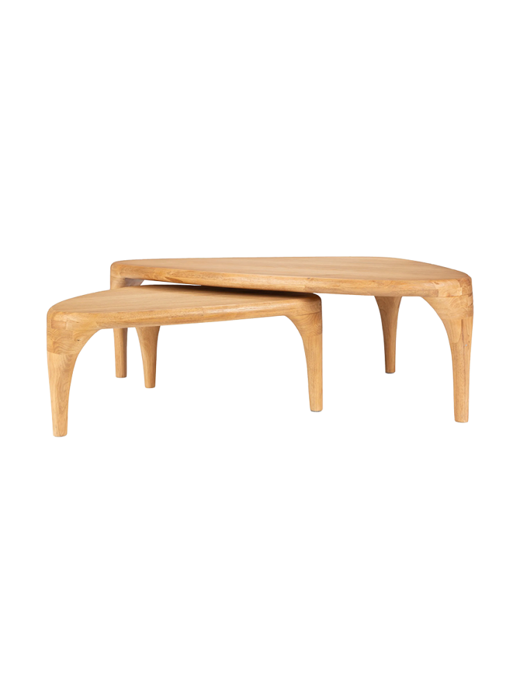 Massivholz Design Couchtisch Set „Ilsa“ (2 Stück) Zuiver