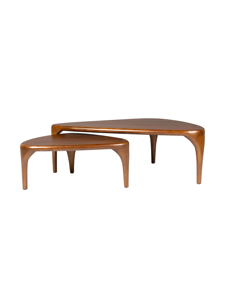 Massivholz Design Couchtisch Set „Ilsa“ (2 Stück) Zuiver