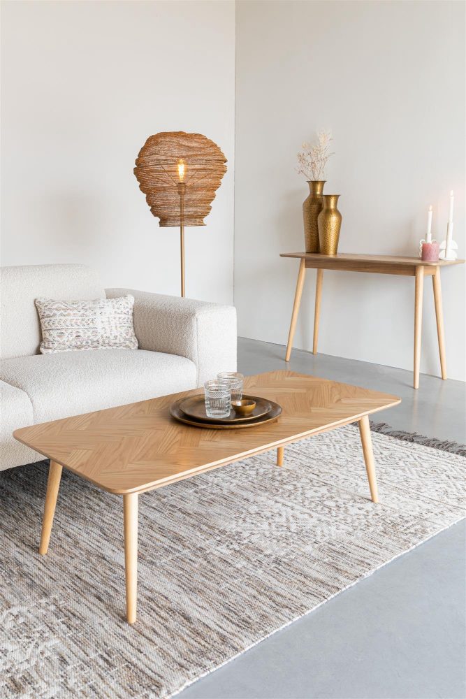 Rechteckiger Couchtisch „Fabio“ aus Eichenholz, 120 x 60 cm White Label by Bloomingloft