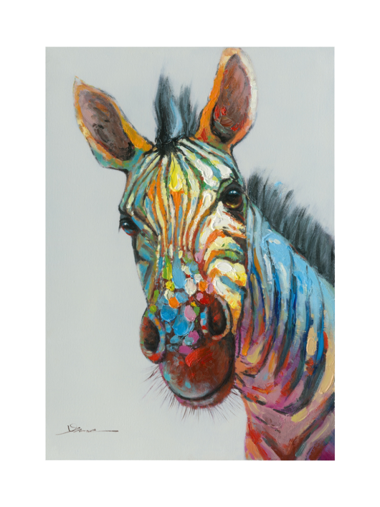 Handbemaltes Bild „Buntes Zebra“ 70 x 100 cm Crea Collection