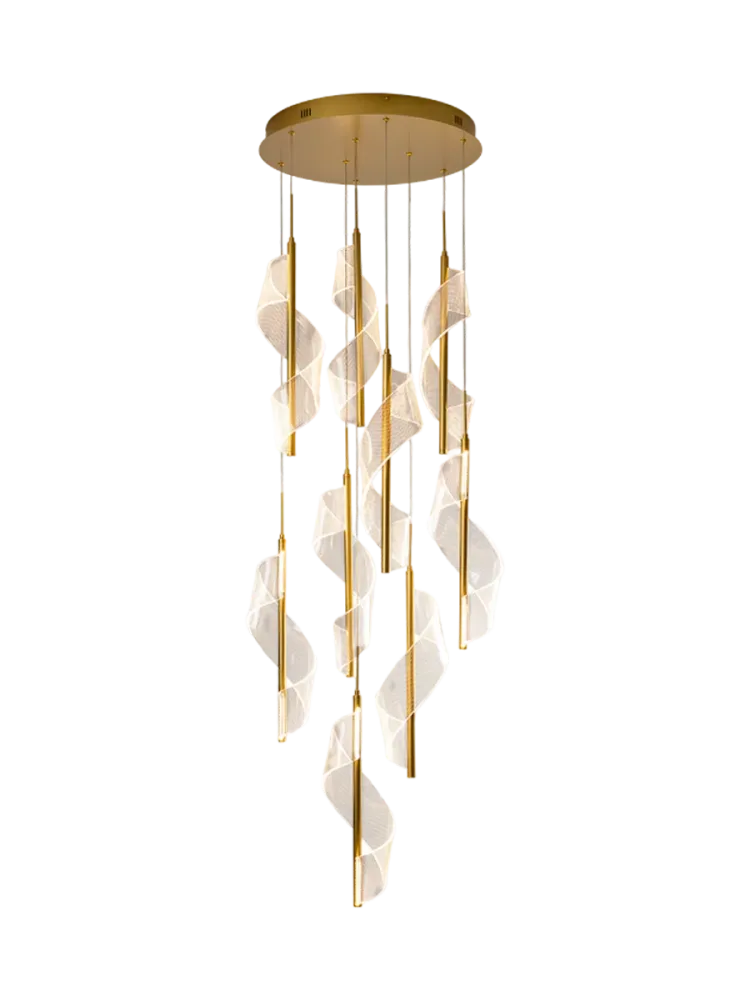Grosse LED Design Pendellampe „Velas XL“ mit Fernbedienung Gold matt, Transparent Schuller