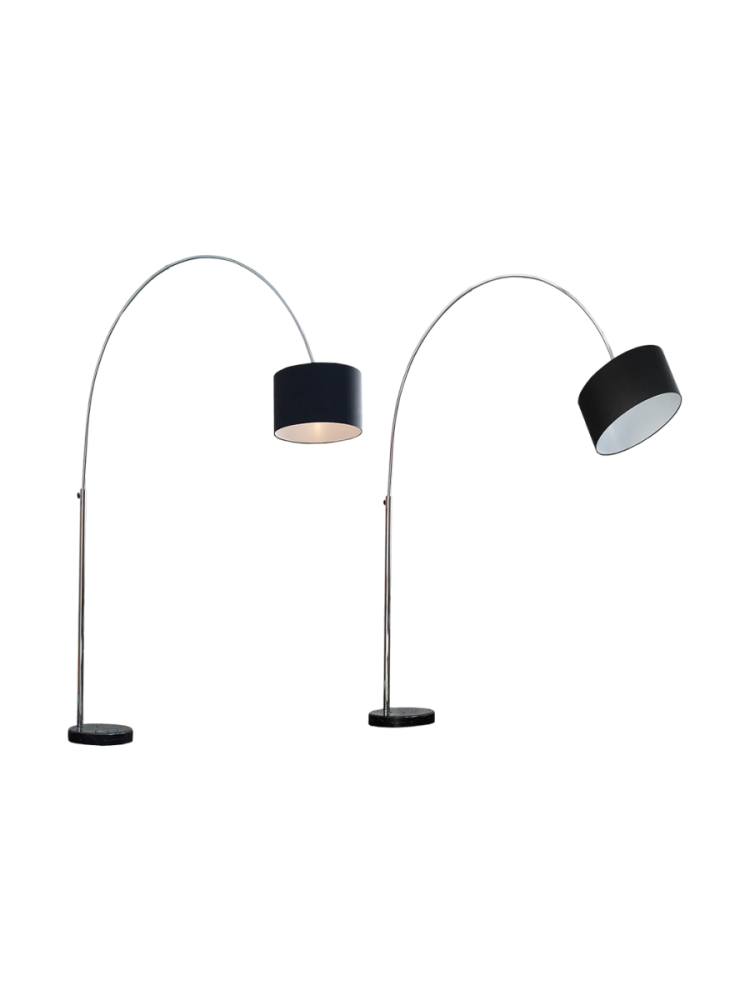 Ausziehbare Bogenlampe „Lounge“ mit Marmorsockel und Leinenschirm Invicta Interiors