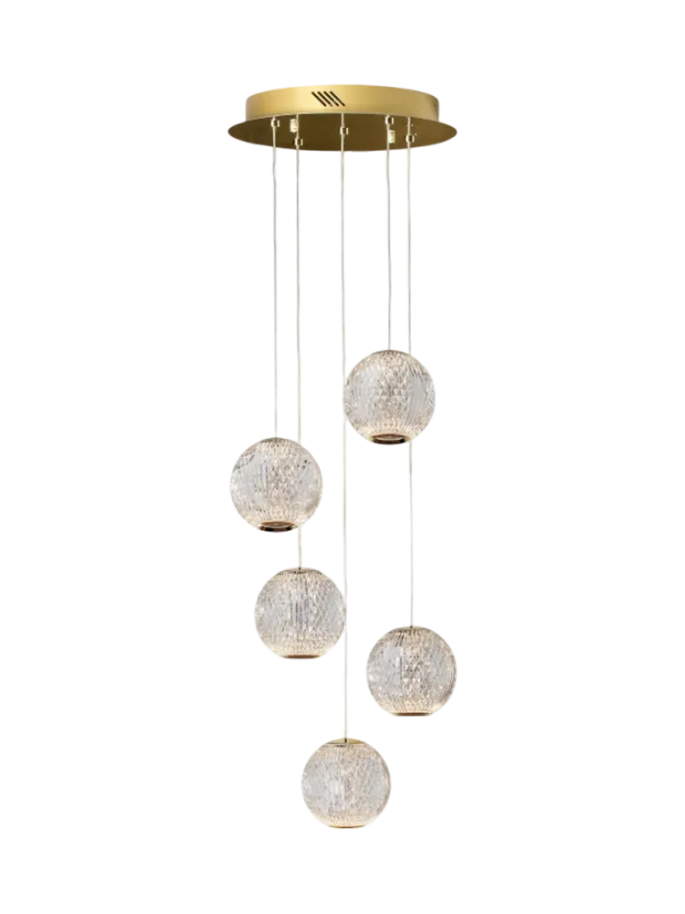 LED Design Pendellampe „Austral“, 5-flammig Gold, Transparent Schuller