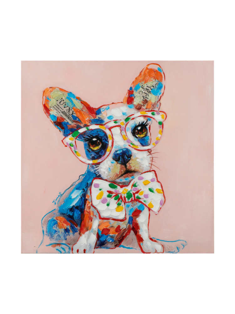 Handbemaltes Bild „Lustiger Hund mit Brille“ 70 x 70 cm Crea Collection