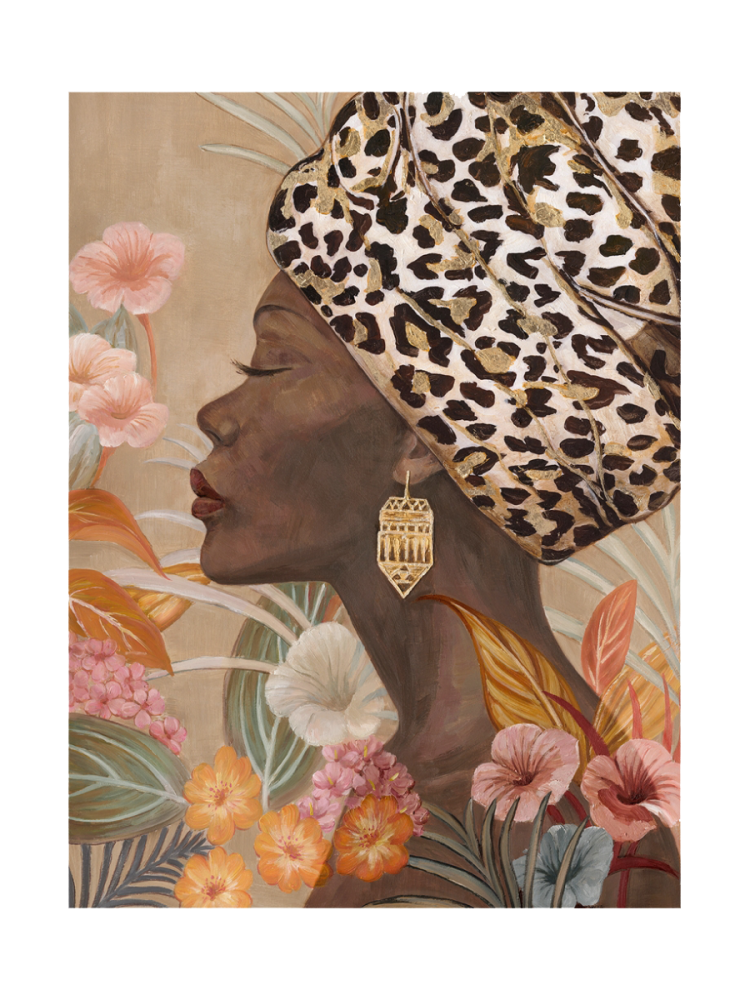 Handgemaltes Bild „Schönheit mit afrikanischer Kopfbedeckung“ 90 x 120 cm Crea Collection