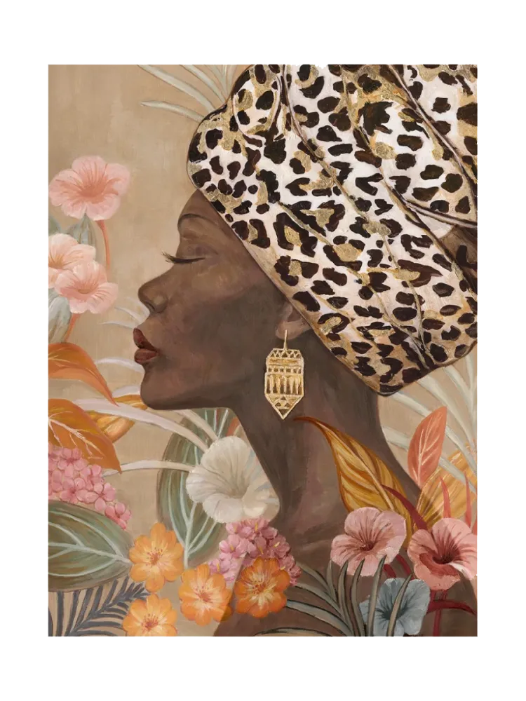 Handgemaltes Bild „Schönheit mit afrikanischer Kopfbedeckung“ 90 x 120 cm Crea Collection