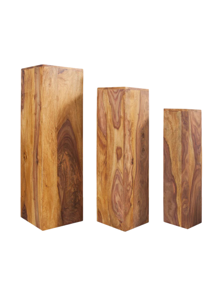 3er Set Deko- und Blumensäule „Makassar“ aus Massivholz (3 Stück) Invicta Interiors