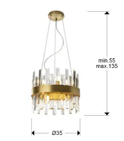 Dimmbare LED Design Pendellampe „Grace“ Gold, Transparent 10-flammig / Ø 35 cm Schuller
