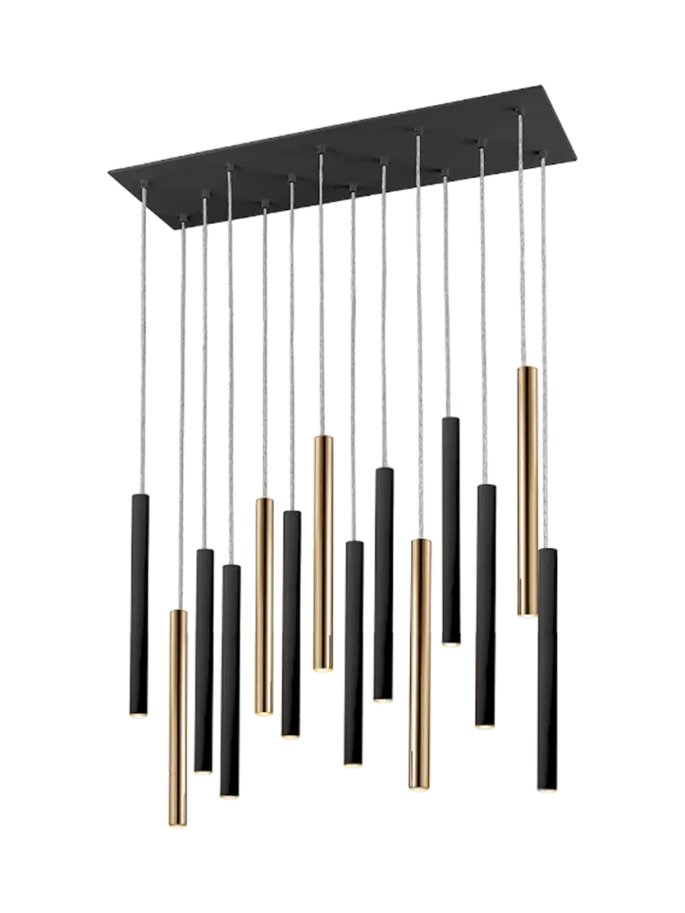 LED Design Hängelampe „Varas“ 14-flammig Schwarz / Gold Schuller