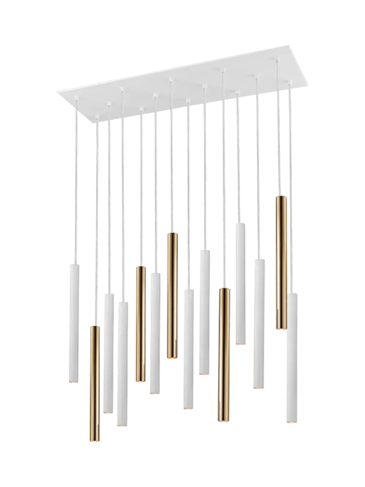 LED Design Hängelampe „Varas“ 14-flammig Weiss / Gold Schuller