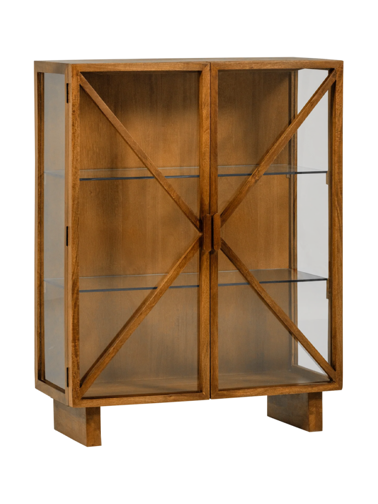 2-türige Design Vitrine „Kello“ aus nachhaltigem Massivholz und Glas De Eekhoorn