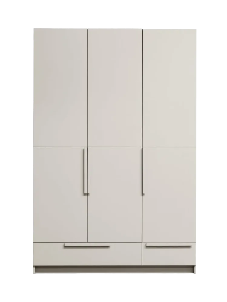 mutoni - Kleiderschrank Pure 3-türig Kiefer dust 142x215, One Size, Weiss