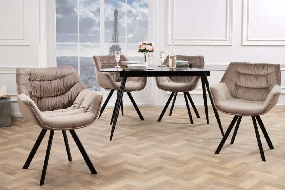 Design Armlehnstuhl „Dutch“ mit Samtbezug Greige Invicta Interiors