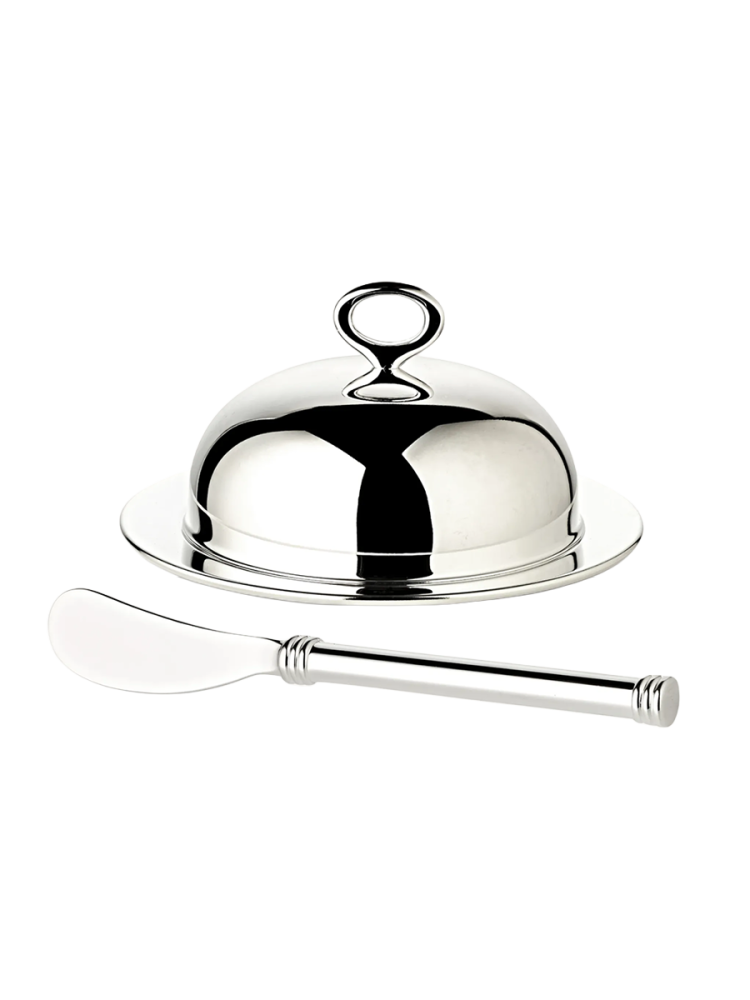 Premium Butterglocke „Jago“ inkl. Buttermesser - edel versilbert und anlaufgeschützt EDZARD