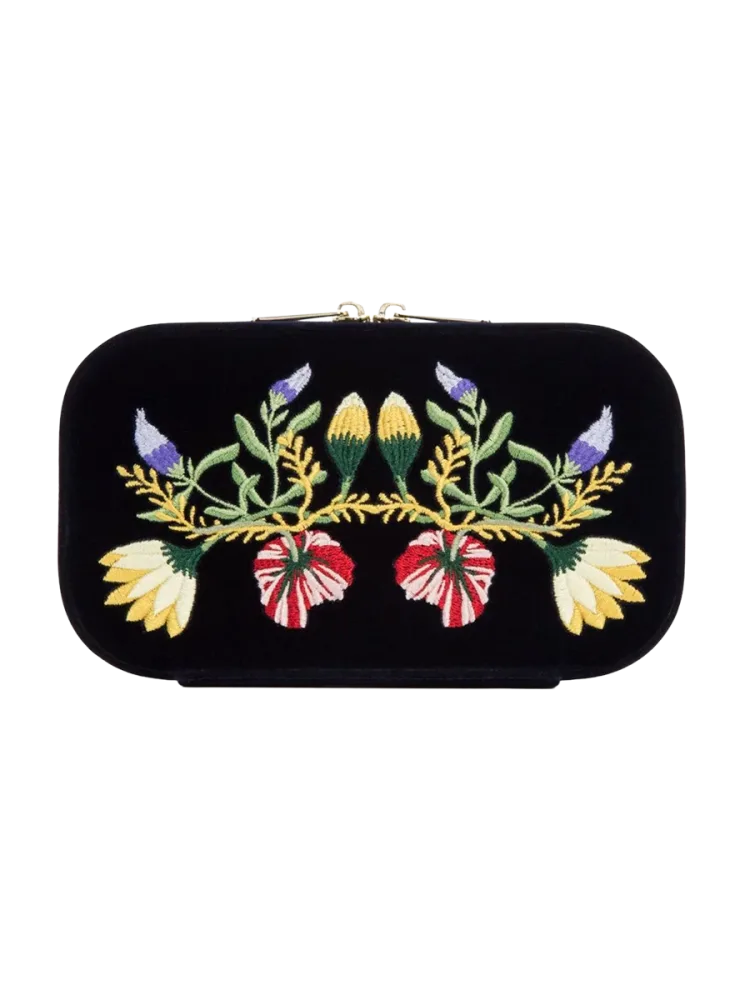 Grosse Schmuckbox „Zoe Travel Zip Case“ Samt Indigo WOLF