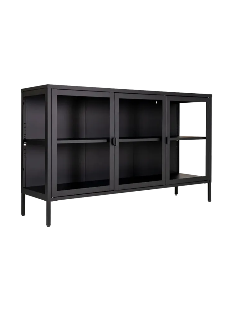 Design Sideboard „Leonies“ aus Metall, 3-türig Schwarz Chosen by Bloomingloft