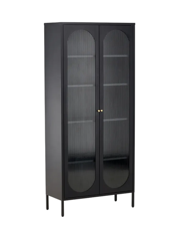 Design Vitrinenschrank „Lima“ aus Metall Schwarz VE DESIGN