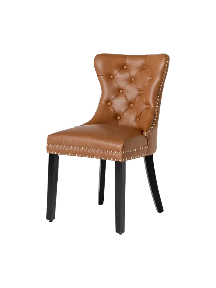Eleganter Design Stuhl „Castle“ mit Griff - Kunstleder Cognac Invicta Interiors