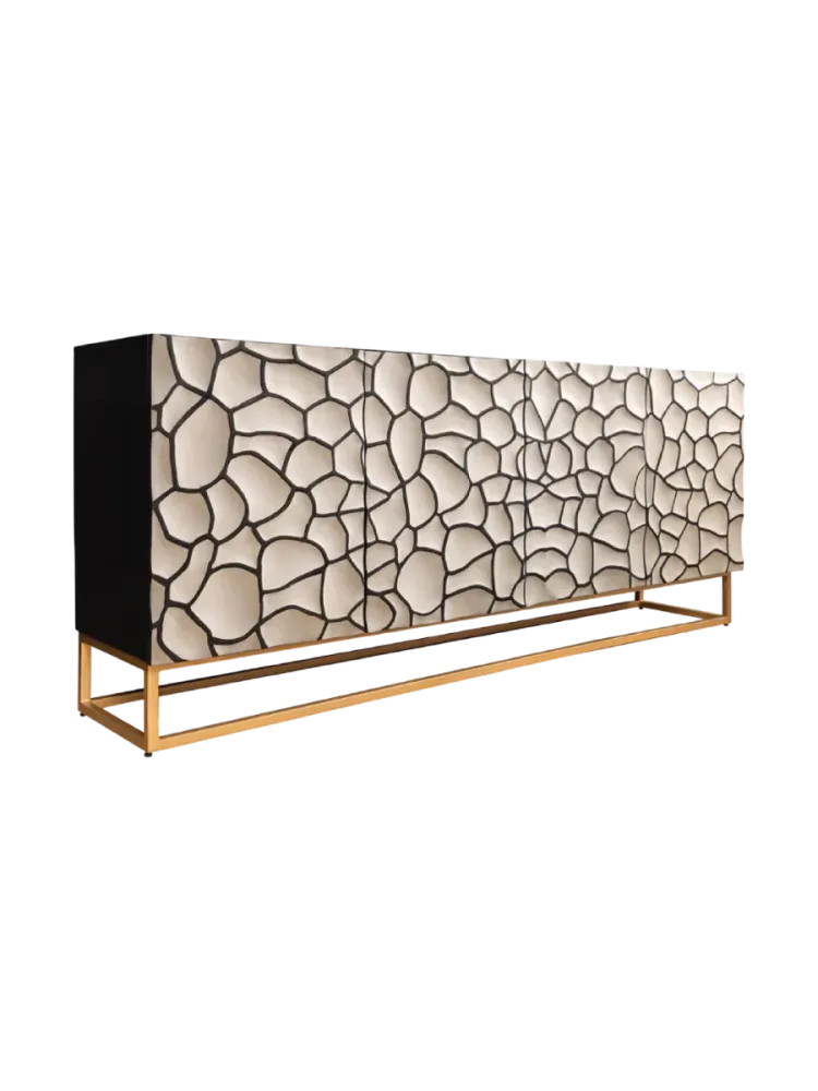 Massivholz Design Sideboard „Vulcan Mosaik“ Invicta Interiors