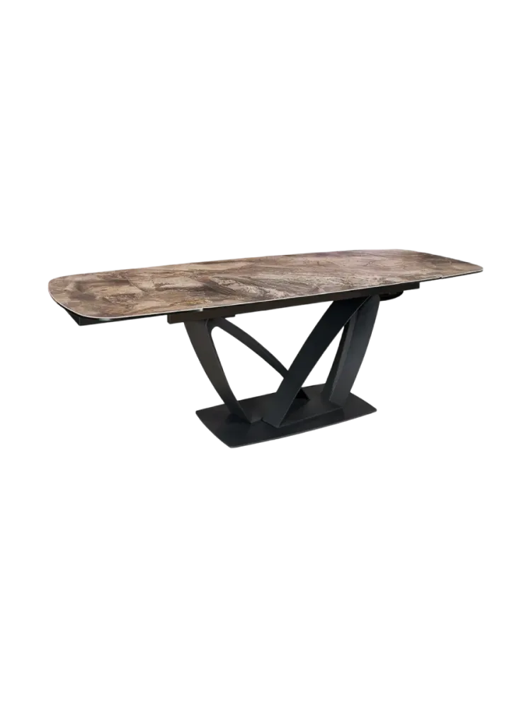 Ausziehbarer Designer-Esstisch „Papillone“ aus Keramik 180-220-260 x 100 cm Marmorlook Taupe Invicta Interiors