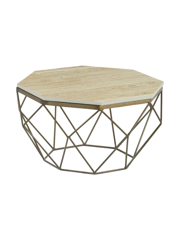 Design Couchtisch „Diamond“ mit Travertin Tischplatte Ø 70 cm Invicta Interiors
