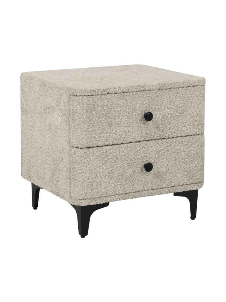 Design Nachtisch „Art Deco“, Bouclé Greige Invicta Interiors