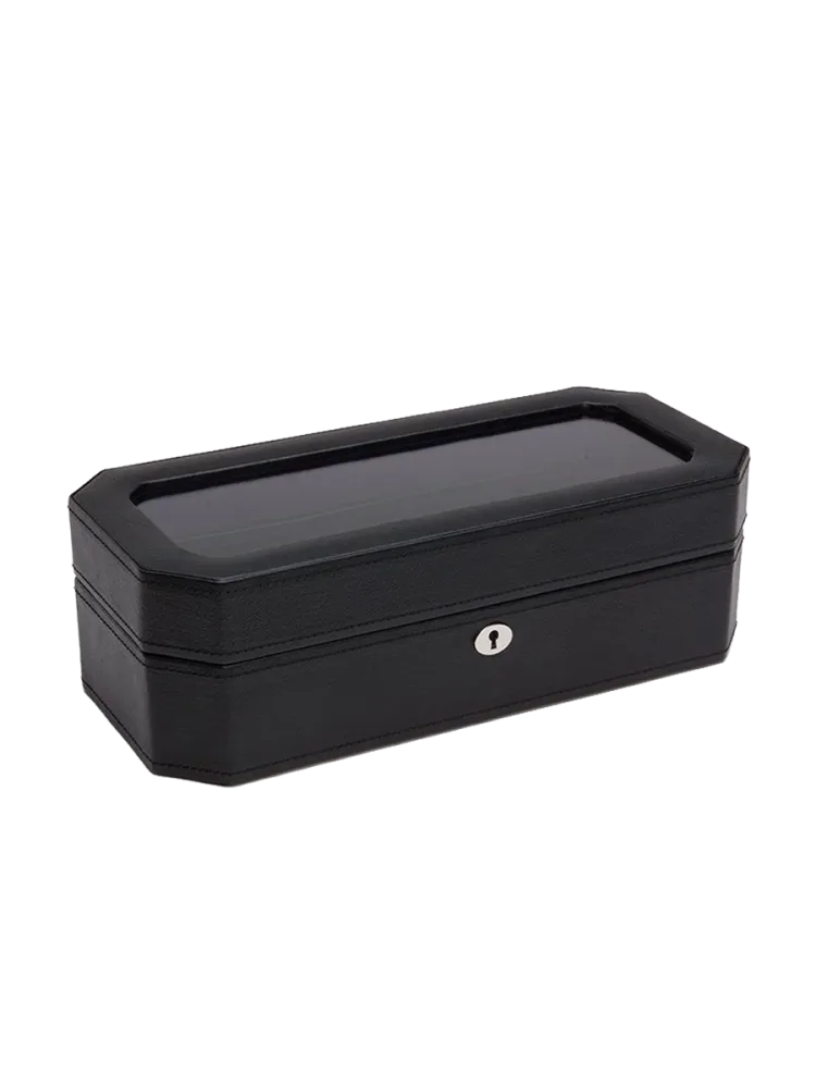 Uhrenbox „Windsor“ für 5 Armbanduhren Leder Schwarz / Purple WOLF