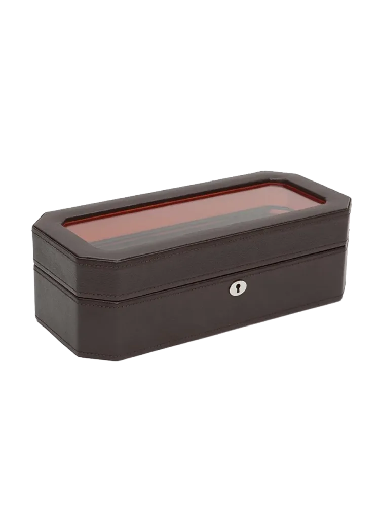 Uhrenbox „Windsor“ für 5 Armbanduhren Leder Braun / Orange WOLF