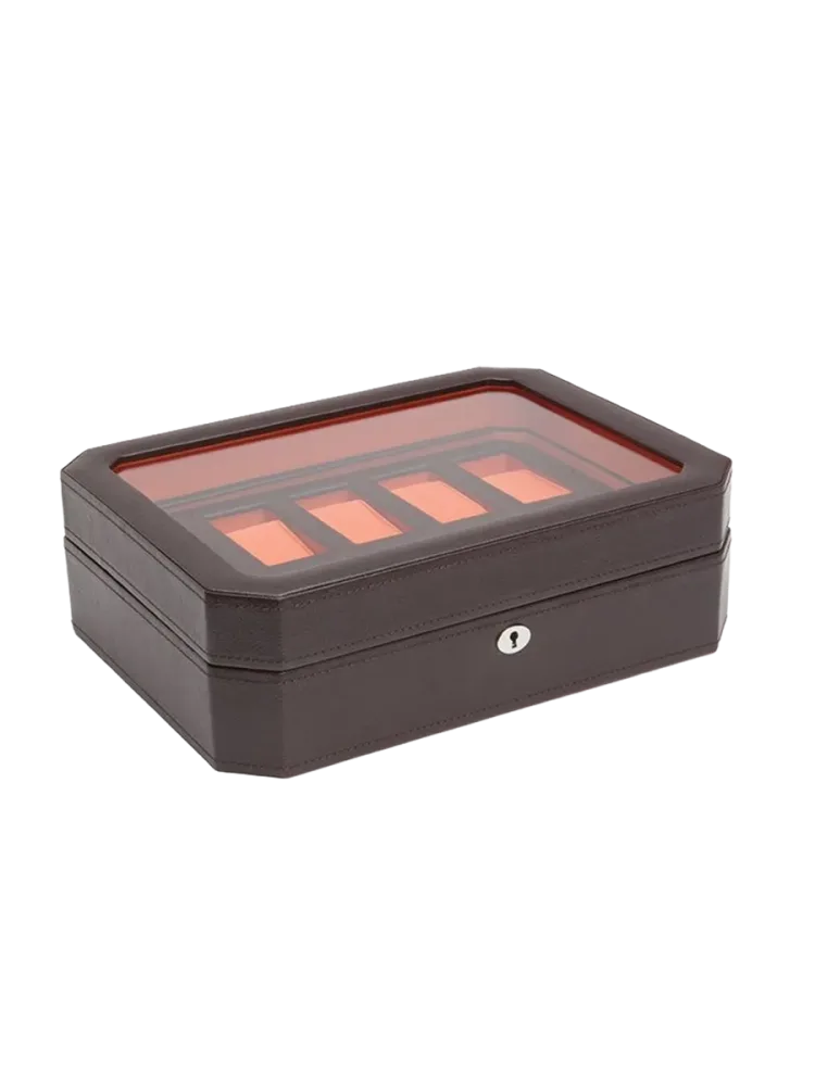 Uhrenbox „Windsor“ für 10 Armbanduhren Leder Braun / Orange WOLF